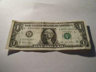 2003 $1,  One Dollar Bill Star Note,  Bank Of Richmond.  Very Good, photo