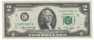 Crisp $2.  Bill 1976 Bicentennial C16573987a,  Two Dollar Note,  Bank Of Philadelphi photo