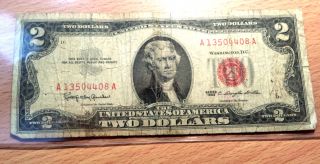 1963 Red Seal $2 Thomas Jefferson Note photo