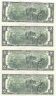 4 Uncirculated Two Dollar Bills 2003 Series Paper Money In Numbered Sequence Small Size Notes photo 1