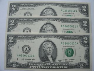3 2009 Two Dollar Bills,  
