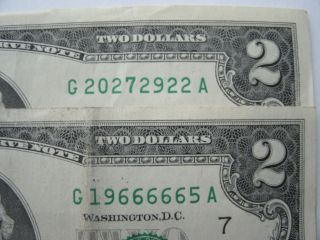 2 2003 - A $2 Two Dollar Bills Chicago Dist Rare Liar Poker Ser Number 5 - 6 ' S & 2 photo