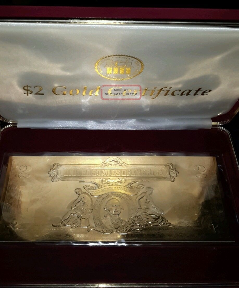 Gold Certificate W/ Box & 2004 $2 22k Proof In Display Box Large Size Notes photo