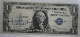 1935 Series E Silver $1 Dollar Certificate Signed By Treasurer Ivy Baker Priest photo