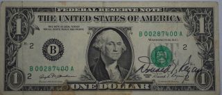 1981 $1 Dollar B York Signed By The Secretary Of The Treasury David I Regan photo