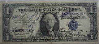 1935 Series E Silver $1 Dollar Certificate Signed By Several Women photo