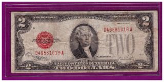 1928f $2 Dollar Bill Old Us Note Legal Tender Paper Money Currency Red Seal L227 photo