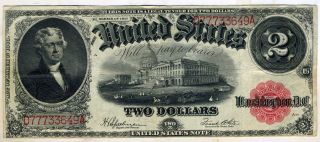 Rare 1917 $2 Two Dollar Bill Legal Tender Note Red Seal photo