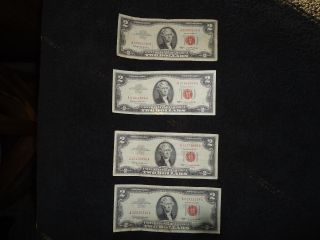 4 1963 $2 Two Dollar Bill United States Legal Tender Red Seal Note Currency photo