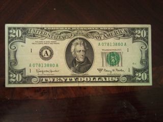 1963 A Us$20 Federal Reserve Note Aa Block Boston Circulated photo