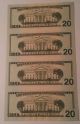 2004 Uncut Sheet Of 4 Subjects $20 Star Note - Boston District (a1) Low S/n Small Size Notes photo 1