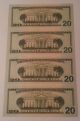 2004 Uncut Sheet Of 4 Subjects $20 Star Note - Boston District (a1) Gem,  Crisp,  Unc Small Size Notes photo 1