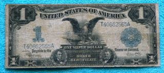 1899 Black Eagle $1 Large Silver Certificate Blue Seal Be6 photo