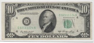 1950 A Federal Reserve Note Ten Dollar Bill.  $10.  00.  Fancy.  24a photo