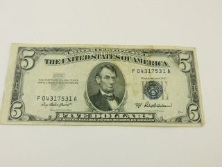 Silver Certificate $5 Dollar Bill Series 1953 A photo