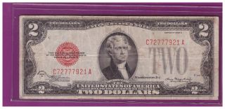 1928d $2 Dollar Bill Old Us Note Legal Tender Paper Money Currency Red Seal L37 photo