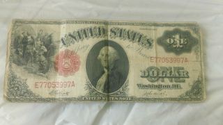 Usa 1917 $1 Dollar Bill Red Seal Rare photo