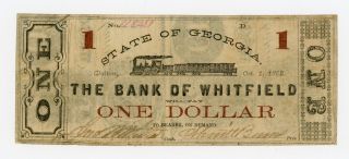 1862 $1 The Bank Of Whitfield - Dalton,  Georgia Note Civil War Era W/ Train photo