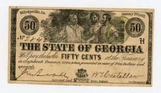 1863 50c The State Of Georgia Note - Civil War Era photo