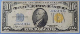 North Africa Yellow Seal 1934 A Series U.  S.  $10 Silver Certificate C1026 photo