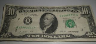 1969 10 Dollar Bill Circulated photo
