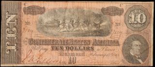 $10 Confederate Note.  February 17th 1864.  7104. photo