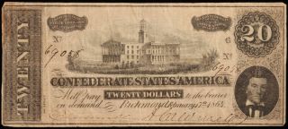 $20 Confederate Note.  February 17th 1864.  69058. photo