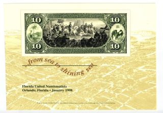 1998 Souvenir Card - F.  U.  N.  Show Orlando - 1865 $10 National Reverse - B 224 photo