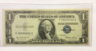 1935 - E.  Choice About Uncirculated.  $1 Silver Certificate.  Us Paper Currency. photo