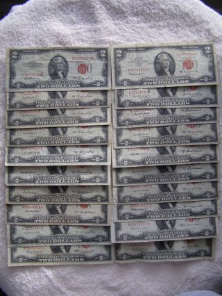 20 Decent $2 Red Seal Usn ' S Most 1953,  A,  B,  C,  & A Couple 1963,  $40 Face Value photo