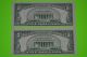 2 Consecutive 1953 B $5.  00 Blue Seal Silver Certificates Small Size Notes photo 1