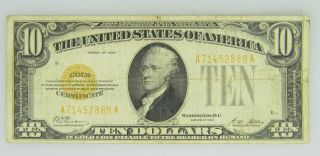 Ten Dollar $10 1928 Gold Certificate Washington D.  C Redeemable In Gold On Demand photo