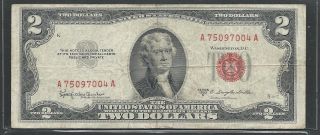 Series 1953c $2 Two Dollars,  United States Note,  Plus Plastic Protector Sleeve photo