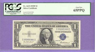 1935f $1.  00 Silver Certificate Pcgs Gem 65ppq Zi Blk Z20265380i photo