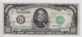 United States 1934 - A $1000 Federal Reserve Note 2211 - G Chicago G00166524a Xf Ef photo