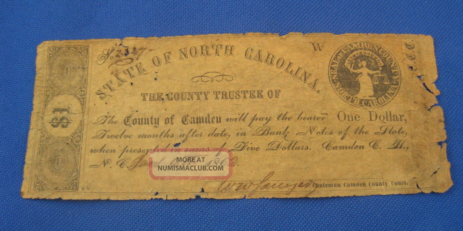 bank of north america 1862 one dollar