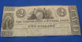 The Corporation Of Mineral Point $2 Obsolete Bank Note Two Dollars photo