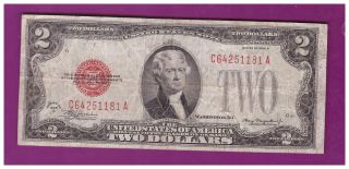 1928d $2 Dollar Bill Old Us Note Legal Tender Paper Money Currency Red Seal L240 photo