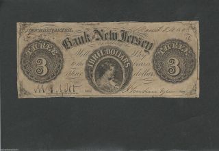 Three Dollar Circulated Bank Of Jersey,  Brunswick,  1858 - Red 
