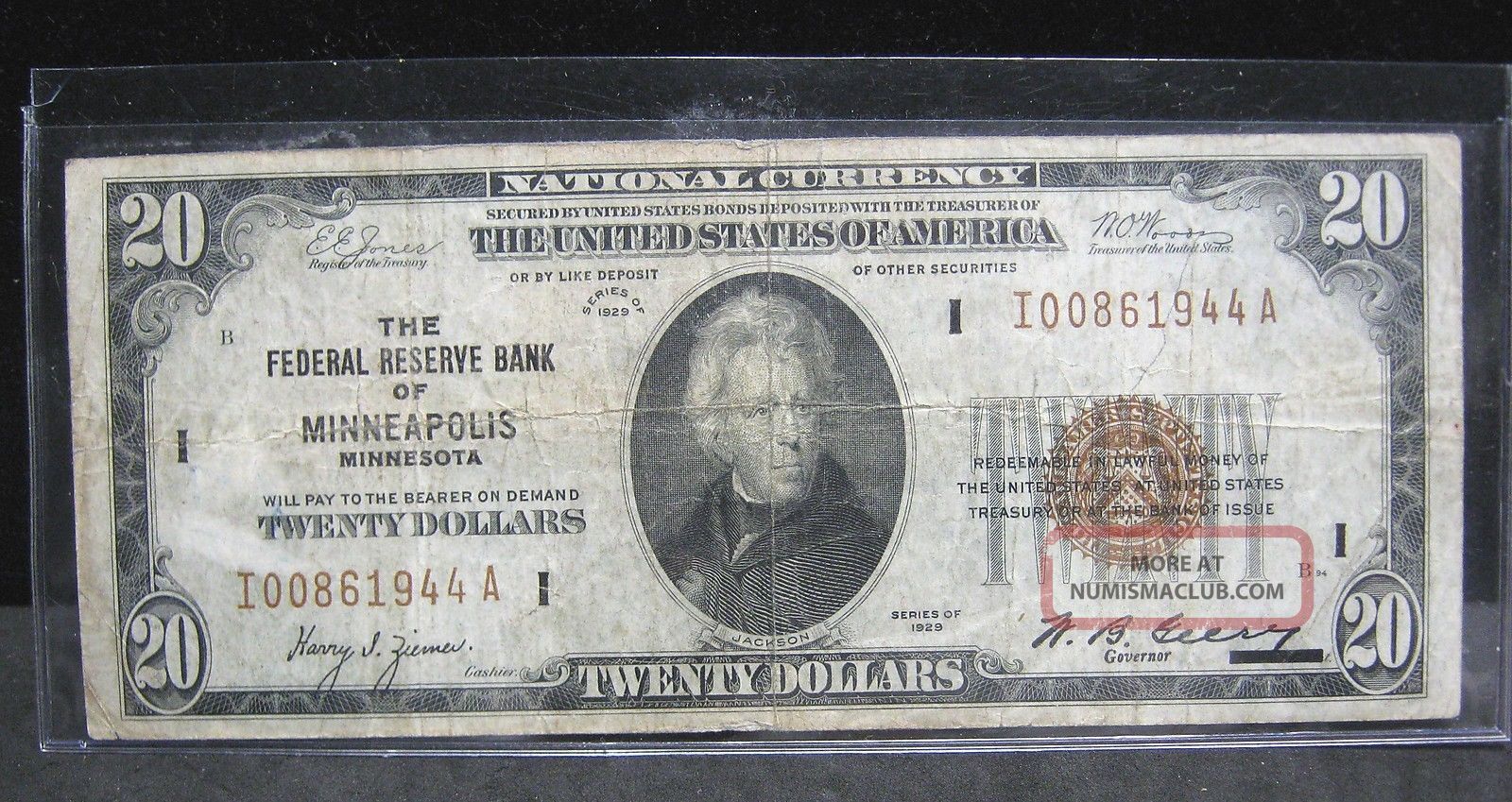 1929 National Currency Note $20 - The Federal Reserve Bank Of Minneapolis - 1944a Paper Money: US photo