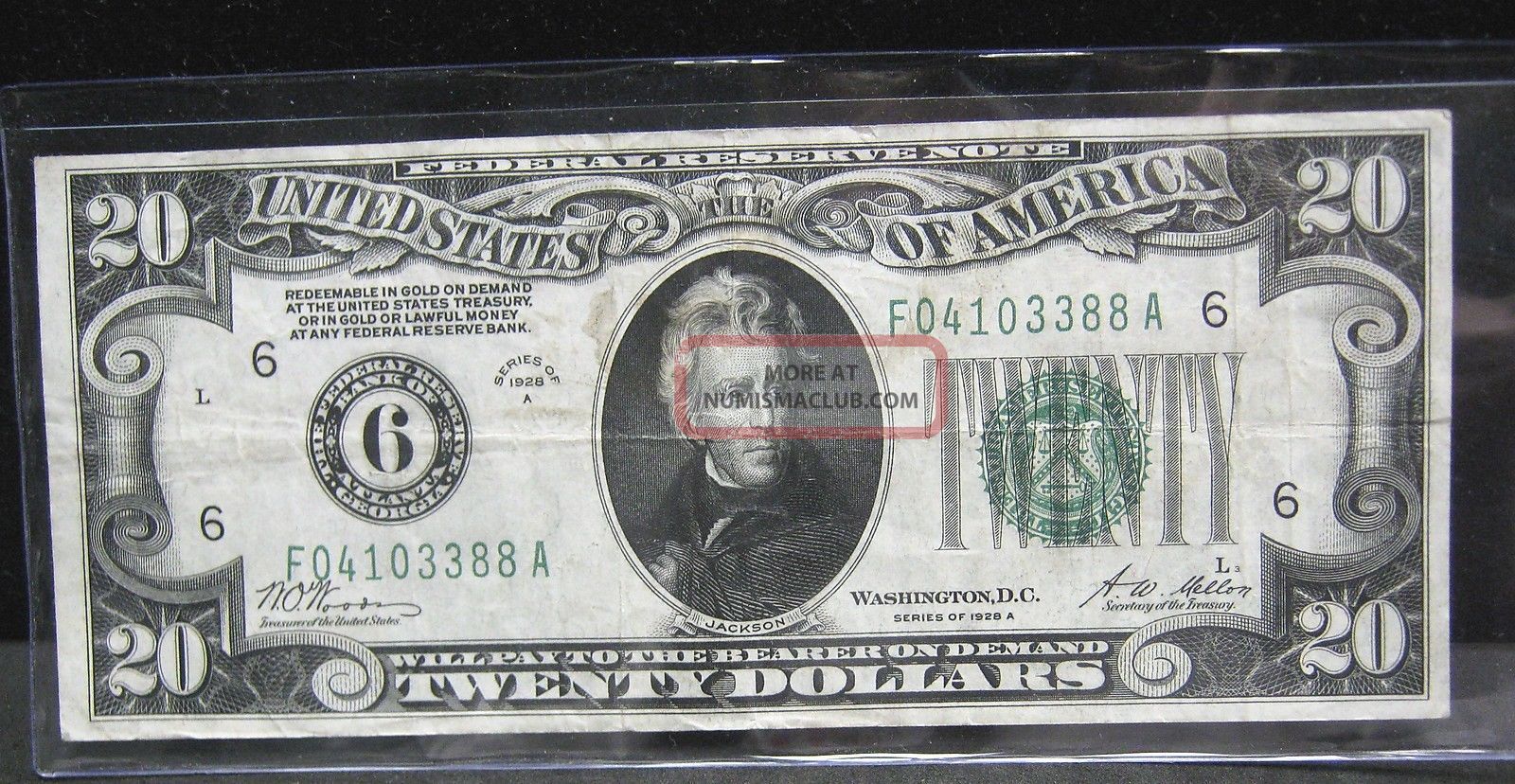 1928a $20 Redeemable In Gold On Demand Note Fa Block - Atlanta - 3388a Small Size Notes photo