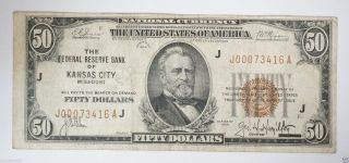 Series 1929 Brown Seal Federal Reserve Bank Kansas City,  Missouri $50 Note photo