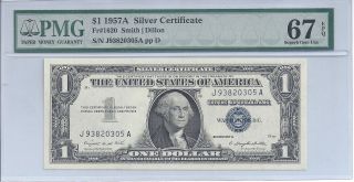 1957a $1 Silver Certificate Pmg Gem 67 Epq J - A Block photo