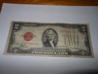 Vintage Two Dollar Bill Series Of 1928 D Red Seal photo