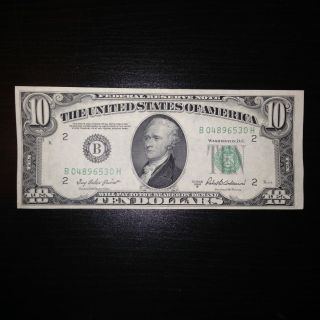 1950 $10 Dollar Bill Old Paper Money Us Currency District B photo
