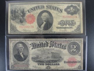 $1 & $2 1917 Legal Tender Red Seals photo