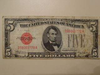 Series Of 1928 B Five Dollar Us Note D98065770a photo