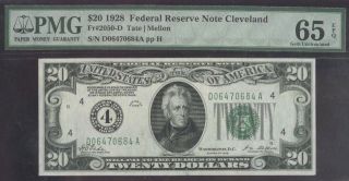 $20 1928 Cleveland Number Seal Pmg 65 Epq photo
