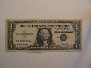 1957 One Dollar Silver Certificates.  Blue Seal (quantity - 2) photo