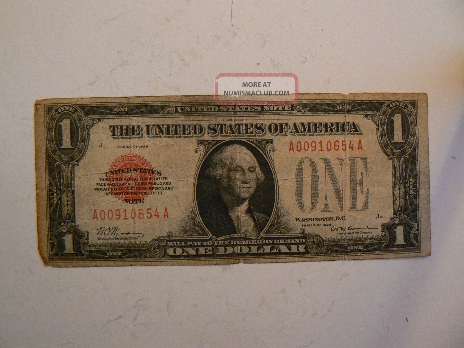 Rare 1928 One Dollar Red Seal United States Note